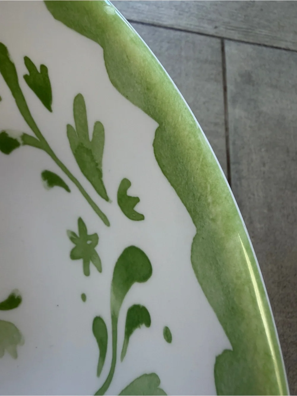 NWT Large Green Floral Melamine Serving Bowl for indoor & outdoor use, Fun too!